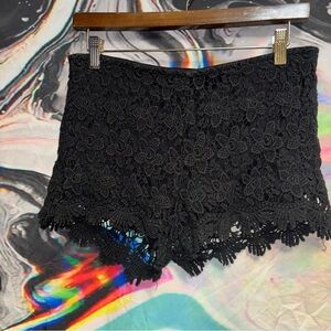 Black Crochet Like Lace Shorts